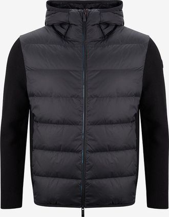 Moncler Reisstrick-Cardigan mit Kapuze und Daunenteilen