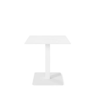Koketto Home Mesa baja cuadrada tapa porcelanico blanca y pata blanca