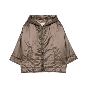 Max Mara Giacca Fiore met capuchon - Dames - Jassen - Bruin - Maat: S Zijde