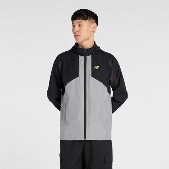 New Balance Mens Utility Woven Jacket in Black Nylon Woven, size 2X-Large