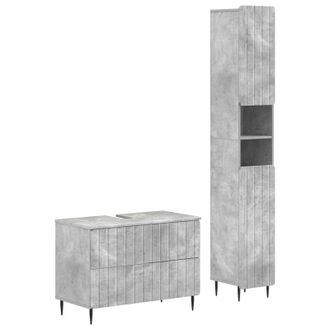 vidaXL Juego De Gabinete De Ba&ntilde;o De 2 Piezas Zwolle Gris Hormig&oacute;n Vidaxl