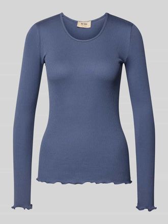 Mos Mosh Longsleeve mit Seiden-Anteil Modell Elaine in Bleu Melange, Gr&ouml;&szlig;e M/L