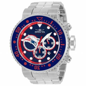 Invicta Mens Nfl Grand Pro Diver 52Mm Quartz Chrono Bracelet Watch In New England Patriots
