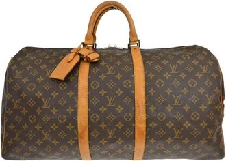 Louis Vuitton Pre-owned Weekend Bags, female, Brown, Size: ONE SIZE Pre-owned Monogram Keepall Travel Bag