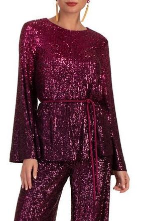 Trina Turk West Sequin Top in Festive Fuchsia/Plum at Nordstrom Rack, Size Medium