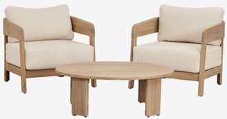 Sklum Conjunto De Sal&oacute;n Con 2 Sillones Y Mesa De Centro En Madera De Acacia Uleno Sklum