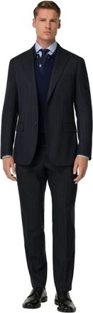 Boggi Milano Jassen, Heren, Blauw, M, Wol, Pinstripe zuiver wollen pak