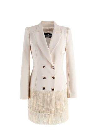 Elisabetta Franchi Beige Abito Donna Blazer Dress Size XS