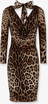 Dolce & Gabbana Vestito corto in charmeuse stampa leopardo - DOLCE & GABBANA - gender_Woman