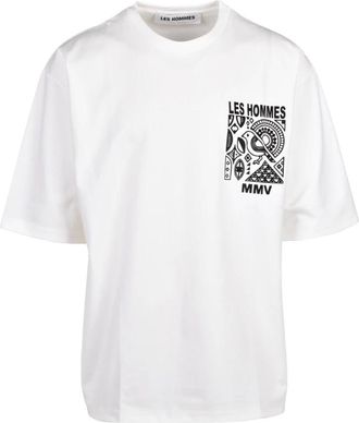 Les Hommes T-shirt Oversize in Cotone con Dettaglio Vinile Long-Play - - Tops - Uomo - Bianco - M