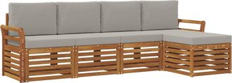 vidaXL Conjunto De Sof&aacute;s De Exterior 5 Uds. Natural Y Gris Claro Vidaxl
