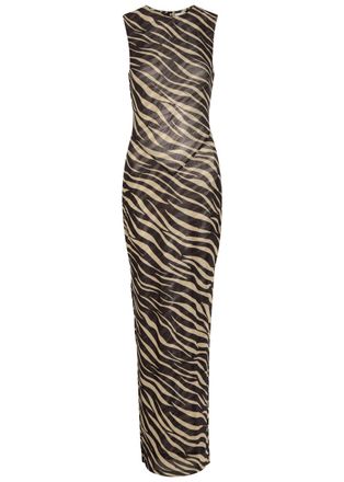 Ronny Kobo Krisa Zebra-print Mesh Maxi Dress - Multicoloured - S (UK8-10 / S)