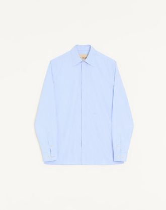 Valentino Valentino Fil A Fil Cotton Shirt With VLogo Embroidery Man SKY BLUE 38