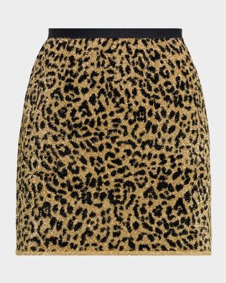 Valentino Garavani Metallic Leopard Pull-On Mini Skirt