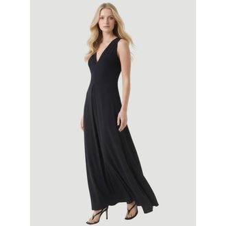 Majestic Filatures Supima Cotton V-Neck Maxi Dress in Noir at Nordstrom, Size 3
