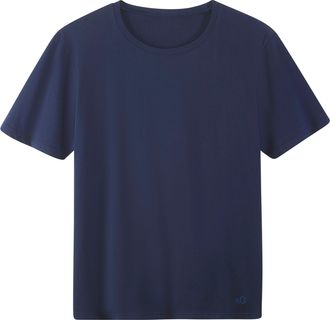 s.Oliver T-Shirt S.OLIVER, Damen, Gr. XXL, navy, Jersey, Obermaterial: 100% Baumwolle, unifarben, normal, Rundhals, abgesteppte Kante, Shirts T-Shirt, unifarbe
