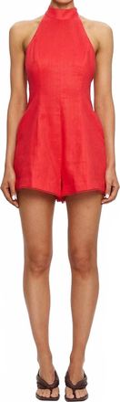 Kivari Maxine High Neck Playsuit In Red