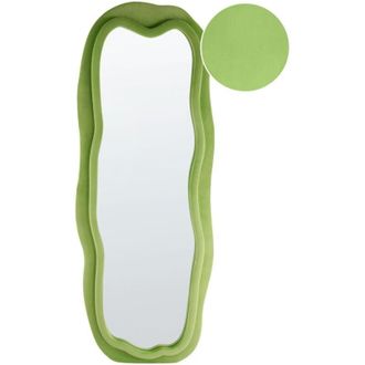 Beliani Beliani - Specchio da parete moderno decorativo grande appeso 160 x 56 cm telaio mdf forma irregolare velluto verde Beaune
