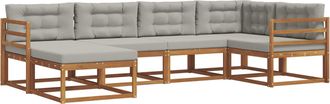 vidaXL Conjunto De Sof&aacute;s De Exterior 6 Uds. Natural Y Gris Claro Vidaxl