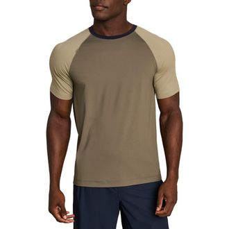 Rhone Reign Performance T-Shirt in Smokey Olive Color Block at Nordstrom, Size Xx-Large