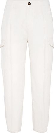 Brunello Cucinelli cargo-pocket cropped trousers - men - Cotton/Linen/Flax - 56 - White