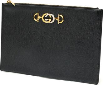 Gucci Black Leather Clutch Bag Pouch (Pre-Owned)