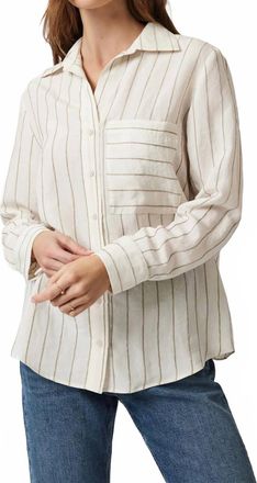 Mavi Ginny Pocket Long Sleeve Button Down In Khaki