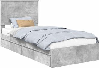 vidaXL Cama Con Almacenamiento Con Cabecera Gris Concreto 90 X 190 Cm Vidaxl
