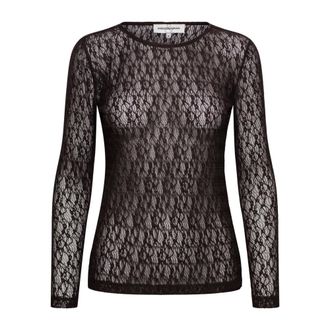 &Co Woman Lange Mouwen Top van Kant - Dames - Tops - Bruin - Maat: L Poliester