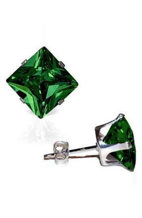 A&M Square Cubic Zirconia Birthstone Stud Earrings in Emerald at Nordstrom Rack