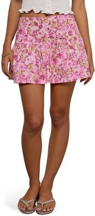 Motel Raffita Floral Cotton Poplin Miniskirt in Blossom Floral Pink at Nordstrom Rack, Size X-Large