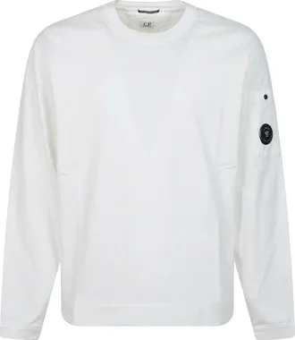 C.P. Company Diagonal Raised Fleece Crew Neck Sweatshirt - Heren - Sweatshirts - Wit - M - Katoen - Hoodies & sweatvesten