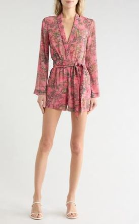 L'agence Arabell Long Sleeve Romper in Mauve Multi Kesi Print at Nordstrom Rack, Size 18 (Similar To 18W-20W)