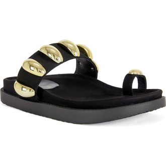 Azalea Wang Impisi Toe Loop Sandal in Black at Nordstrom, Size 10