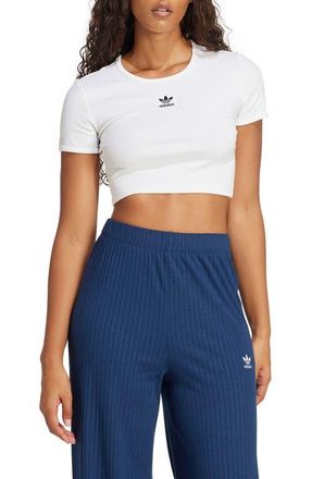 adidas Originals Essentials Trefoil Logo Crop Rib T-Shirt in White at Nordstrom, Size Xx-Large