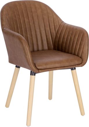 Woltu Woltu - 1x Sillas De Comedor Nordicas Estilo Vintage Juego De 1 Sillas De Cocina Sillas Tapizada Con Reposabrazos En Piel Sintetica Estructura De Made