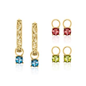 Ross-Simons 18kt Gold Over Sterling Hoop Earrings With 3 Pairs Of Interchangeable Multi-Gemstone Drops