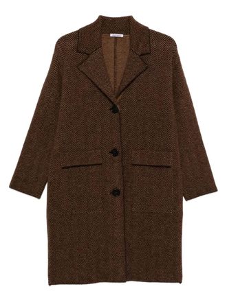 Lebor Gabala herringbone-pattern coat - Brown