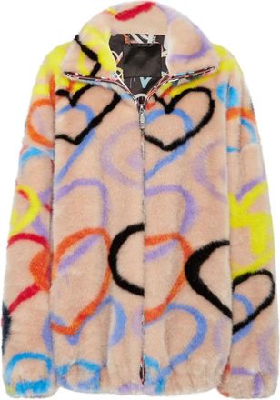 Philipp Plein Eco Fur Jacket Heart - Dames - Jassen - Veelkleurig - S - Polyester - Jassen