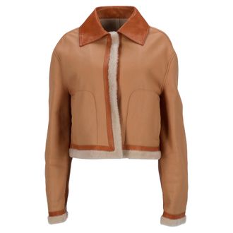 Jil Sander Jil Sander Jas met Bontafwerking in Bruin Leer