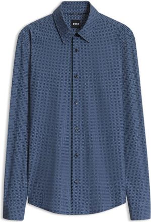 BOSS Slim-fit shirt in printed performance-stretch jersey