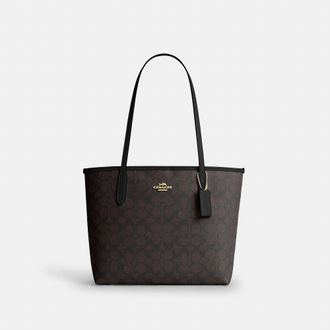 Coach Medium City Tote Bag In Signature Canvas