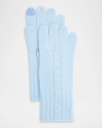 Sofiacashmere Embellished Cashmere Touchscreen Gloves