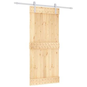 Berkfield Home Sliding Door with Hardware Set 90x210 cm Solid Wood Pine in Light Tan