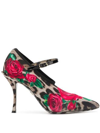 Dolce & Gabbana Mary Jane printed pumps - women - Nylon/Spandex/Elastane/Polyester - 37.5 - Brown