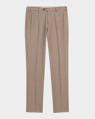 Giorgio Armani Men & apos;s Wool Sharkskin Flat Front Trousers