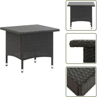 vidaXL The Living Store Tavolino da T&egrave; Nero 50x50x47 cm in Polyrattan - Tavolino da giardino