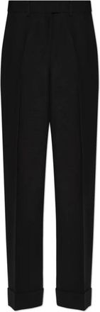 Ferragamo Pantalon met wollen afwerking - Dames - Straight fit broeken - Zwart - S - Wol - Broeken