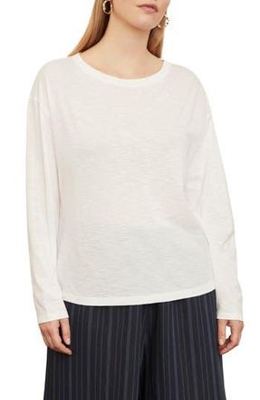 Vince Boxy Long Sleeve Cotton Crewneck Top in Optic White at Nordstrom Rack, Size 3X