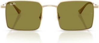 Ray-Ban 53mm Square Sunglasses in Pale Gold/green at Nordstrom